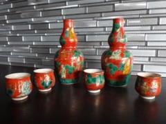 昭和レトロ　アンティーク　青木大米作九谷焼　高級手書き　酒器セット　未使用　木箱 九谷焼 木米 酒器 徳利 お猪口 青木木米 骨董 - メルカリ