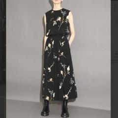 【SACRA】 AUTUMN FLOWER ワンピース 38 ブラック マキシ丈