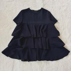 YOKO CHAN ティアードラッフルブラウス バックジップ　ネイビー　40