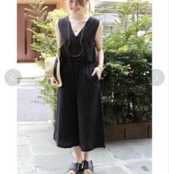 relume モザイクエンブロイダリーレースオールインワン ブラック　S 花柄