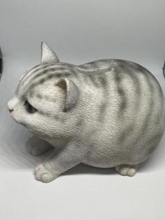 リアル猫の貯金箱 グレーのキジトラ　ペットバンク