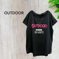 アウトドア Tシャツ 半袖 カットソー ロゴプリント トップス カジュアル 黒系