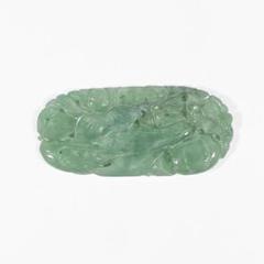 ヴィンテージ 天然ひすい 翡翠 帯留め 羽織紐 なす 椿 10g 和装小物