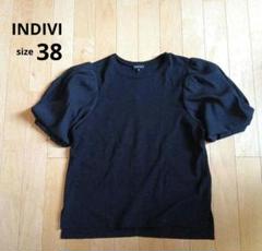 INDIVI　パフスリーブ　半袖　カットソー　Tシャツ　38　М　ブラック