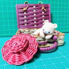 ハンドメイド　ミニチュア　昭和レトロ　バスケット　君のことここで待ってるよ