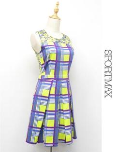 U327/美品 SPORTMAX ノースリーブワンピース 花柄 チェック 38