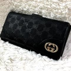 【美品/希少】　GUCCI 巾着バッグ　GG柄　レザー×キャンバス　黒　長財布◯ 美品/希少】GUCCI 巾着バッグGG柄レザー×キャンバス黒長財布◯