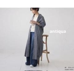antiqua シャツワンピース　ストライプ　長袖 ブラック