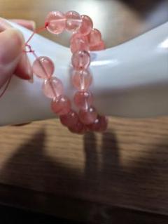 ストロベリークォーツピンク 丸型ビーズ ブレスレット用連ざい