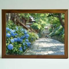 【黄昏の紫陽花】アクリル画 F3 風景画 絵画 年間ランキング6年連続受賞】 黄昏の紫陽花】アクリル画 F3 風景
