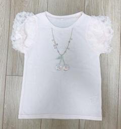 ゆめかわシャカシャカさくらんぼパフスリーブTシャツ ピンク120