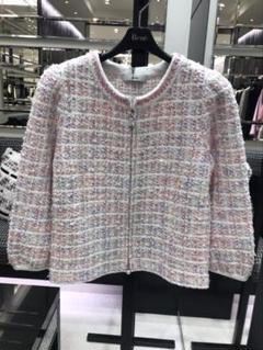 74c30 ルネ ツイードジャケット TISSUE ノーカラージャケット 34 74c30 ルネ ツイードジャケット TISSUE ノーカラージャケット 34