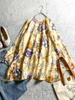 【BADOU-R 】45R 花柄 Vネック フレアチュニック スキッパーシャツ BADOU-R 】45R 花柄 Vネック フレアチュニック スキッパーシャツ