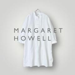 ［美品］MARGARET HOWELL / リネン混 ロングシャツ 白 フリー