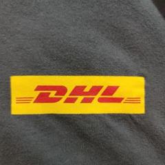 DHL 企業 企業ロゴ バックプリント 両面 LAX Tシャツ 古着 グレー
