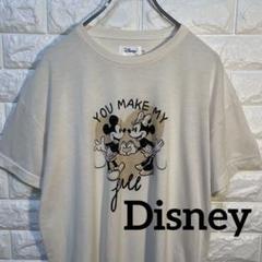 ディズニー/ミッキー&ミニーマウスカップルTシャツ/薄ベージュ/L