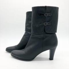 【美品】REGAL ショートブーツ サイドジップ ベルト付き 本革 黒 24.5