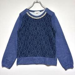 グローブ　ネイビー フラワー柄 スウェットトップス　華やか　上品　美品