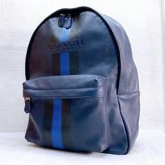 ✨新品未使用✨コーチ　チャールズスリムバックパック　スポーツカーフ　ブルー系 送料無料 美品 COACH コーチ メンズ リュック チャールズ