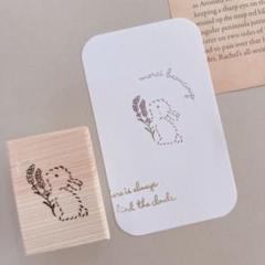 消しゴムはんこ　ふわうさちゃんとラベンダーはんこ　持ち手付きのサムネイル