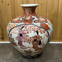 【有田焼/古泉窯 花瓶】赤絵 美人 花 高さ42cm 飾壺 古美術品 有田焼/古泉窯 花瓶】赤絵 美人 花 高さ42cm 飾壺 古美術品