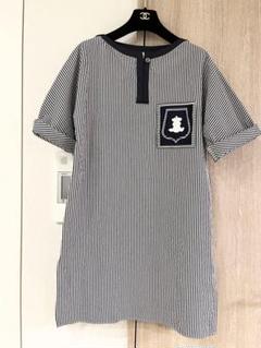 【極美品】HERMES エルメス　ワンピース　シワ加工　刺繍ポケット付 極美品】HERMES エルメス ワンピース シワ加工 刺繍ポケット付