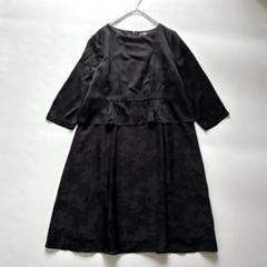 自由区　大きいサイズ　フラワーオパール　ワンピース　　黒　48号　オケージョン