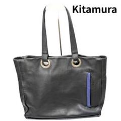 キタムラ トートバッグ A4可 シボ革 ロゴ ネイビー - メルカリ