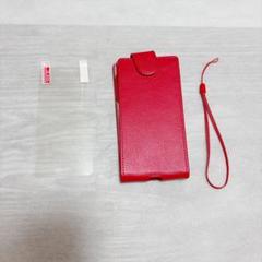 Galaxy Feel SC-04J ケース フィルム 縦開型 レザー 赤