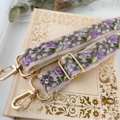 スマホショルダーストラップ／バッグ／インド刺繍リボン／ハンドメイド