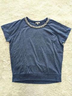 グローバルワーク ビジュ付き 半袖 カットソー M ブルー