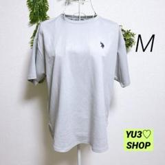 ポロ・アッスン！半袖Tシャツ メンズ M 刺繍ポロロゴ グレー 速乾性