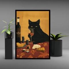 04.黒猫ART　ヴィンテージ　モダン　インテリア　ポスター