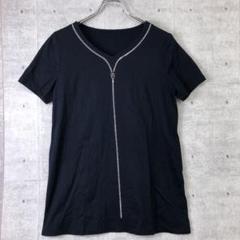 Leilian レトロ モード 古着 フェイクファスナーデザイン Tシャツ