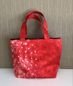 【ハンドメイド】赤リメイク着物トートバッグ/お散歩バッグ②