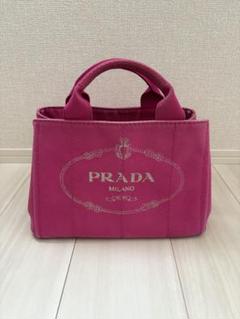 美品 PRADA ピンク トートバッグ ヘビとハート ビジュー スタッズ