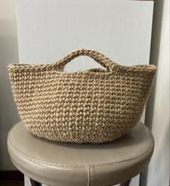 シンプルな麻紐バッグ　ハンドメイド　手編み　麻ひもバッグ