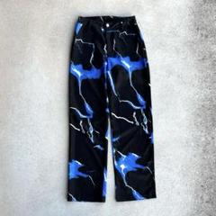 00's vintage 柄 パンツ y2k 民族 セール】Y2kサイドタックフレアデニムパンツ（デニムパンツ