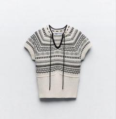 ZARA チェック柄ジャガードニットセーター ZARA チェック柄ジャガードニットセーター