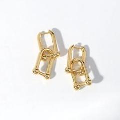 2連,Uチェーン,ピアス,ゴールド,金色