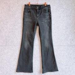 【ジーユー GU】 ストレッチ ブーツカット ブラック デニム パンツ (M)