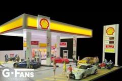 G-Fans 1:64 Shell gas station with light building scene