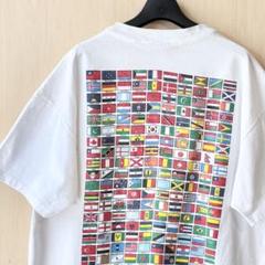 １着でも送料無料 90s 万国旗 世界200カ国 地球 Tシャツ ヴィンテージ USA製古着 トップス