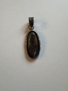 INDIAN JEWELRY シルバー製天然石オーバルペンダントトップ