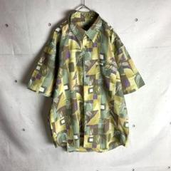 【シャツ　ヴィンテージ感　クレイジー柄　くすみカラー　ゆるだぼ　古着】