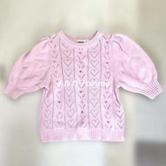 ファーファー FUR FUR ハート刺繍アイレットニットPK ピンク