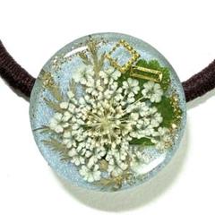 レジンヘアゴム ハンドメイド 押し花 ブルー