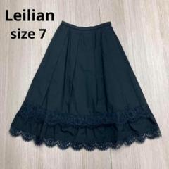 ◆ Leilian レリアン フレア フリル レース スカート ブラック 日本製