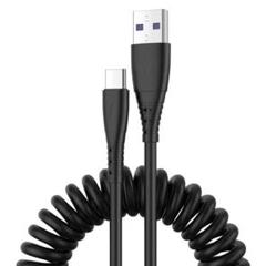 巻き取り式 iPhone車充急速充電ケーブルUSB C-USB A伸縮自由