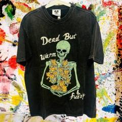 バタフライ スカル ケミカルウォッシュ リプリント Tシャツ 半袖 メンズ 新品